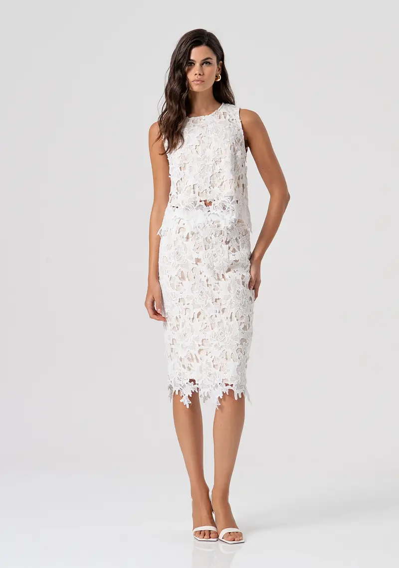 Gonna slim midi in pizzo miniatura 2