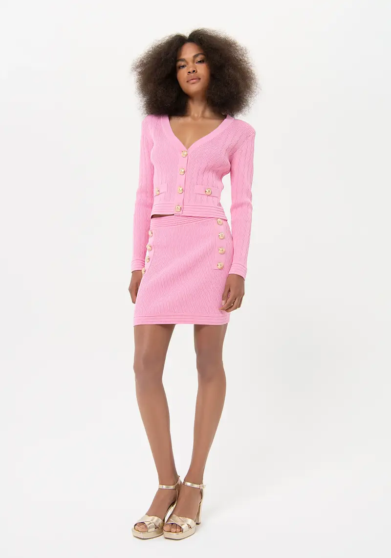 Fracomina Gonna slim mini a costine rosa