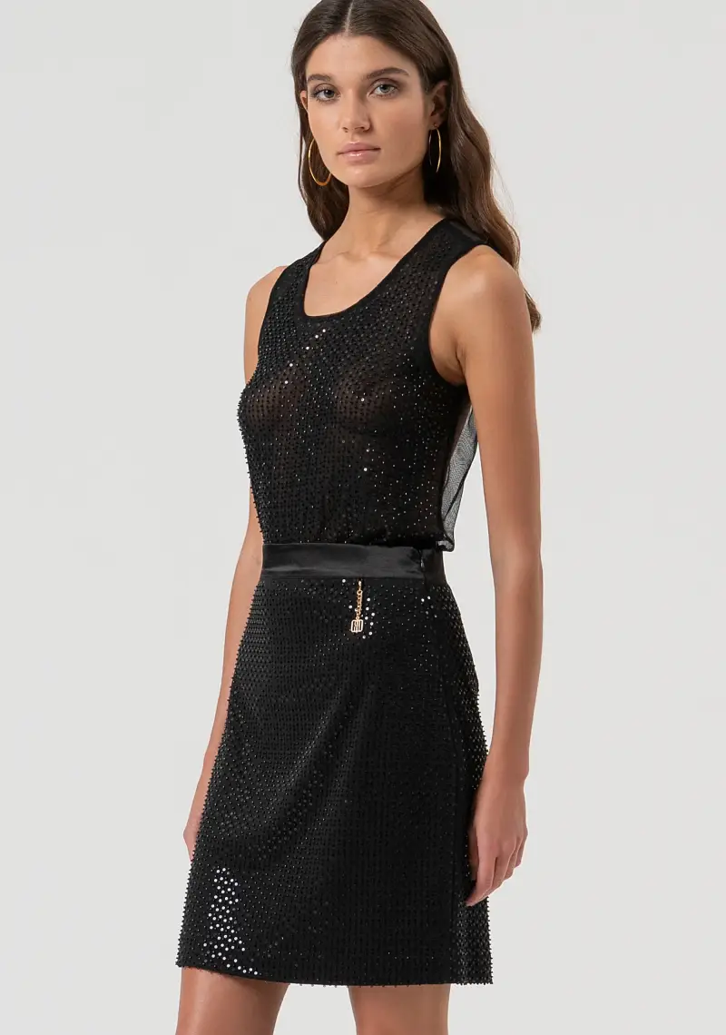 Gonna slim mini con strass miniatura 2