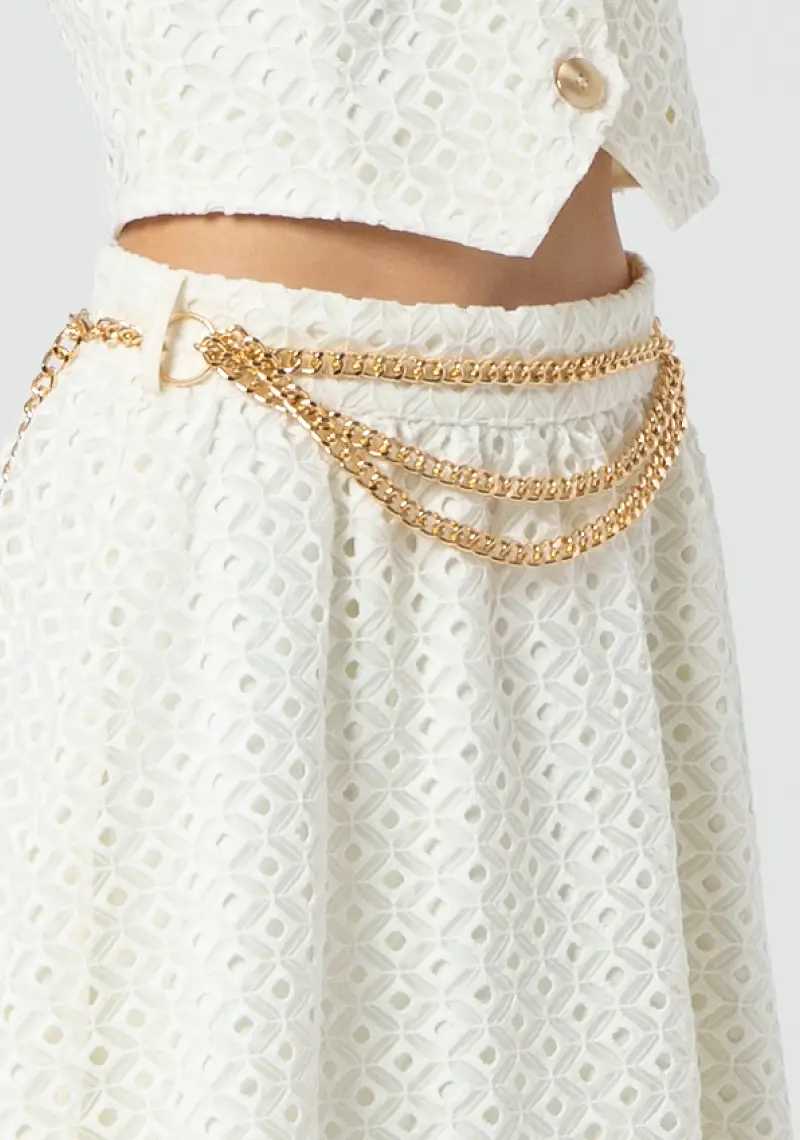 Gonna svasata midi in pizzo San Gallo miniatura 2