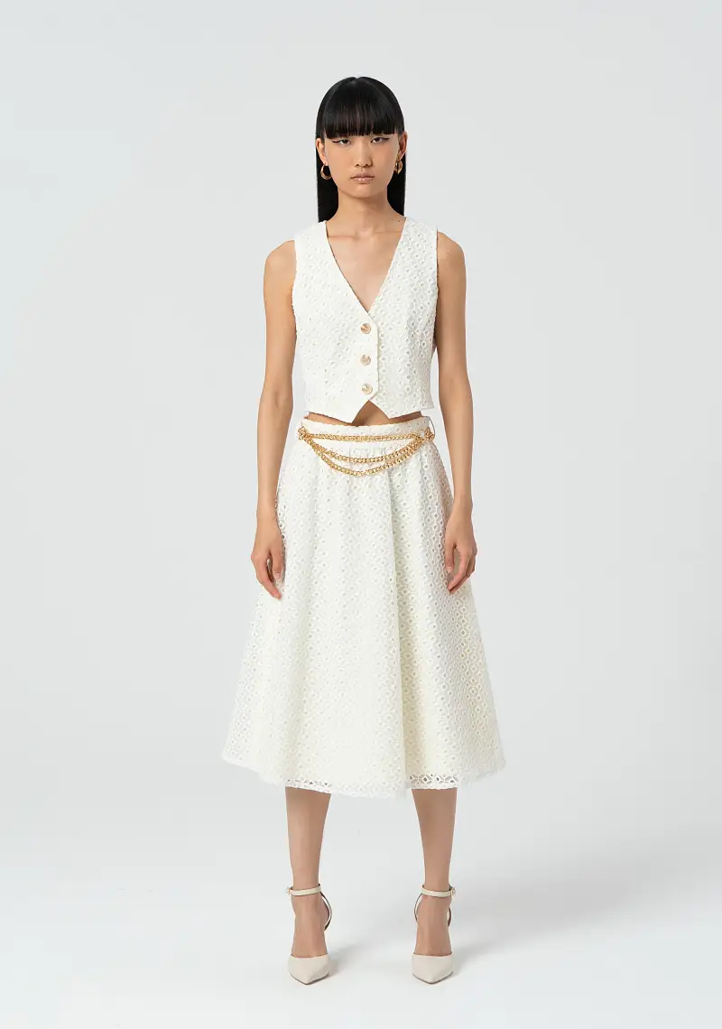 Gonna svasata midi in pizzo San Gallo