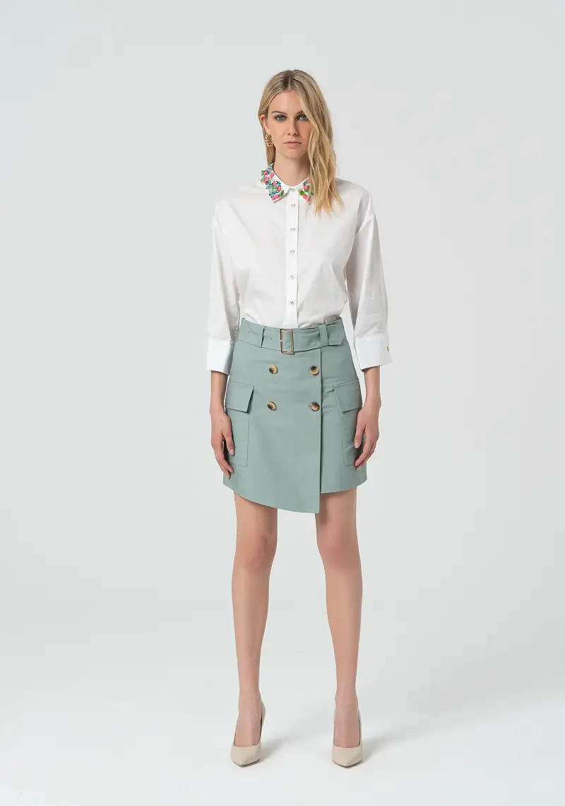 Gonna svasata mini in popeline