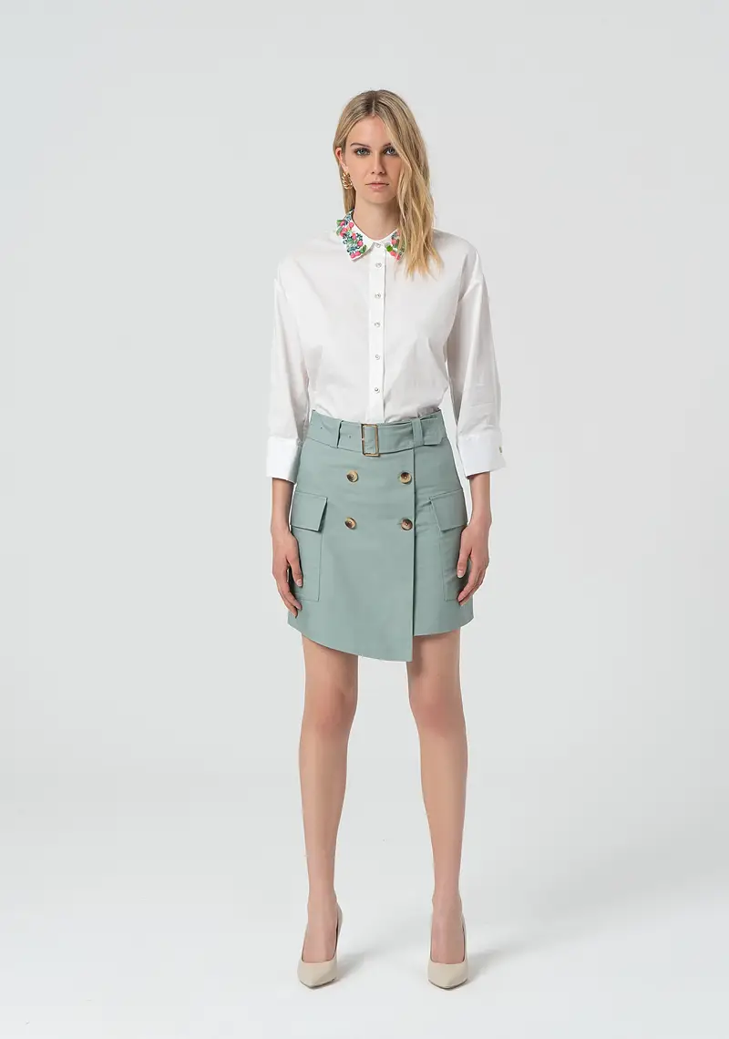 Gonna svasata mini in popeline