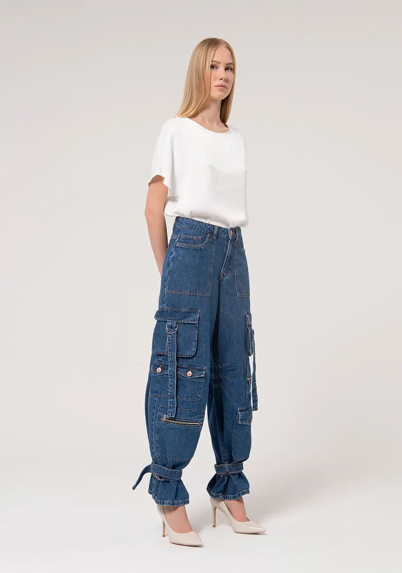 Fracomina Pantaloni cargo Blu 4075946 miniatura 2