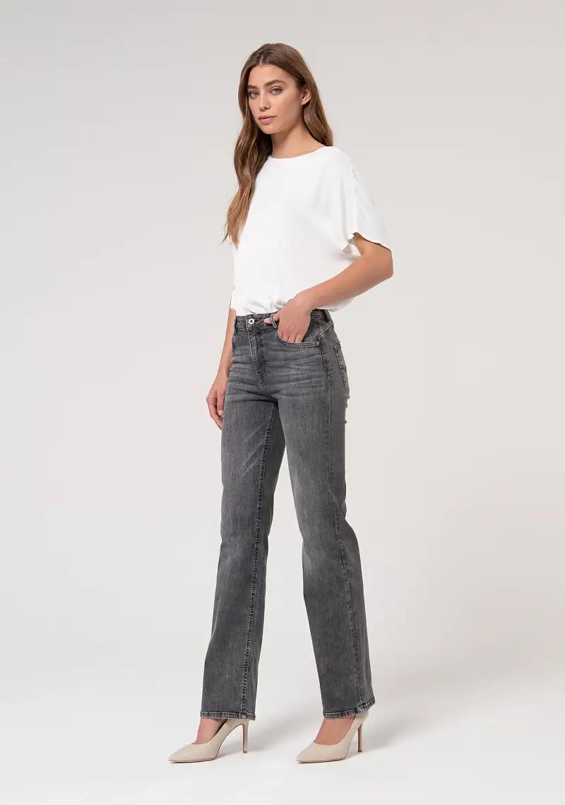 Fracomina Jeans regular effetto perfect shape in denim grigio stretch con lavaggio scuro miniatura 2