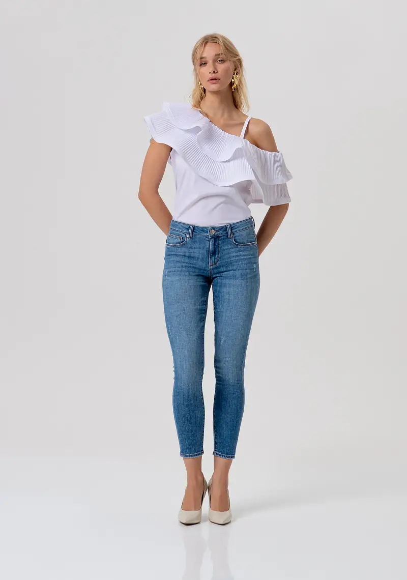 Jeans slim effetto push up in denim con lavaggio medio