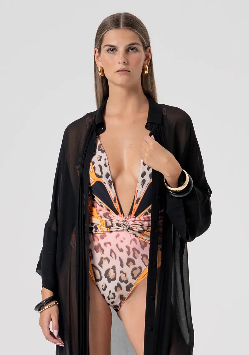 Kimono regular lungo in georgette miniatura 2