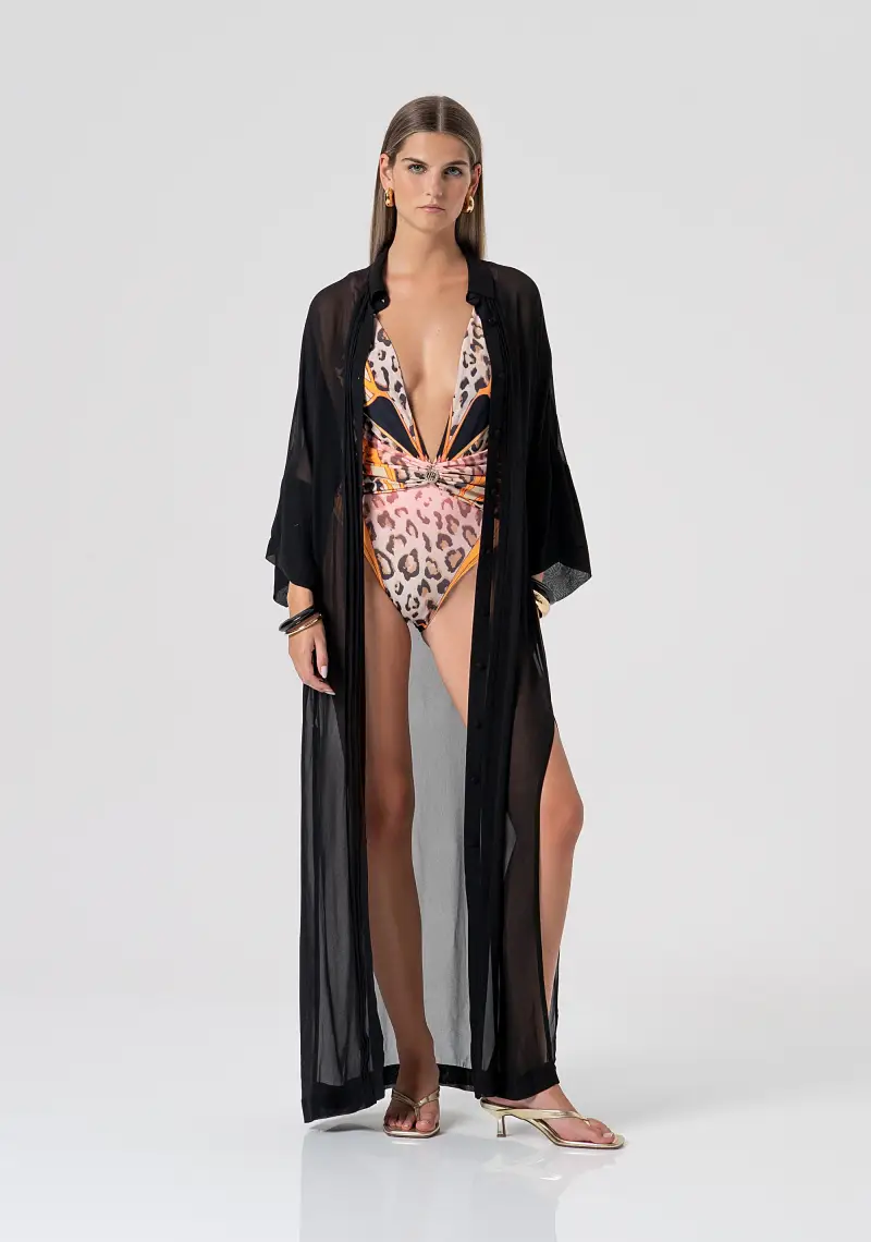 Kimono regular lungo in georgette