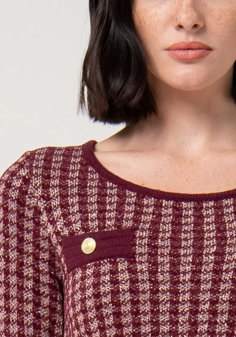 Maglia cropped in tweed miniatura 2