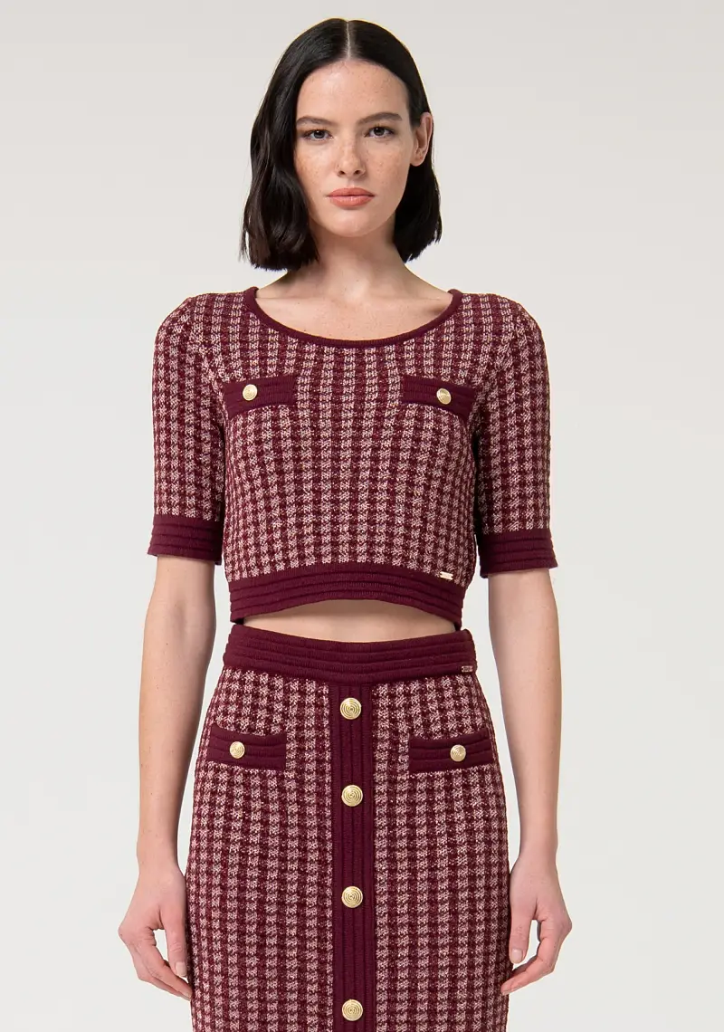 Maglia cropped in tweed