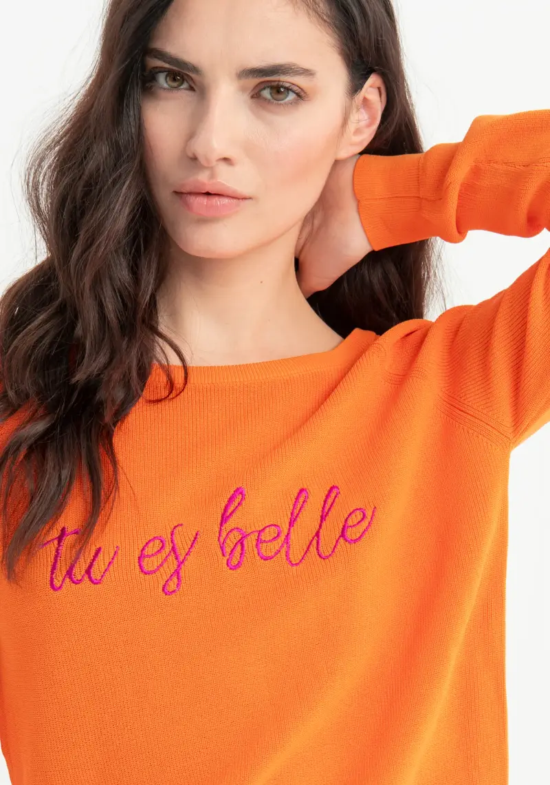 Maglia girocollo maniche lunghe con ricamo miniatura 2