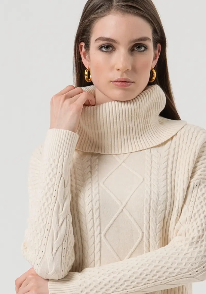 Maglia loose fit con punto treccia miniatura 2