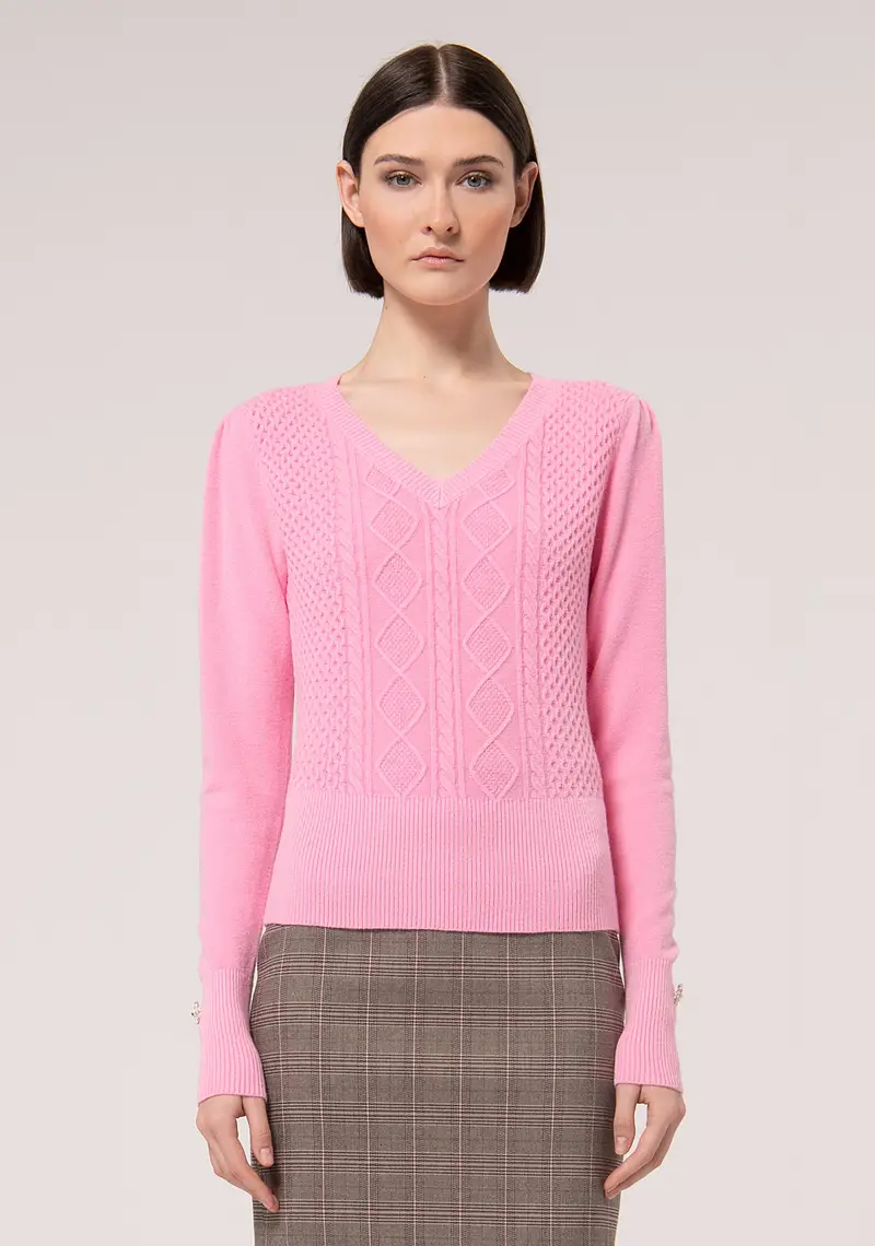 Maglia regular con punto treccia