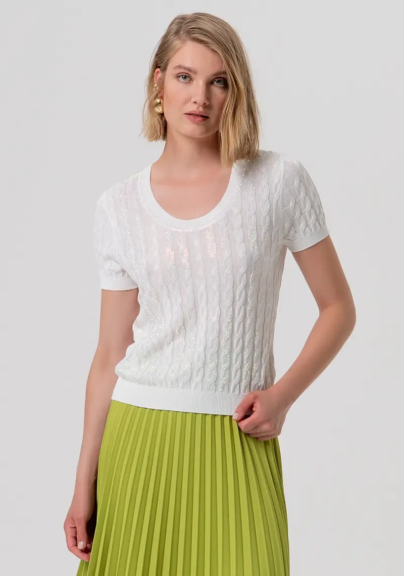 Maglia regular con punto treccia