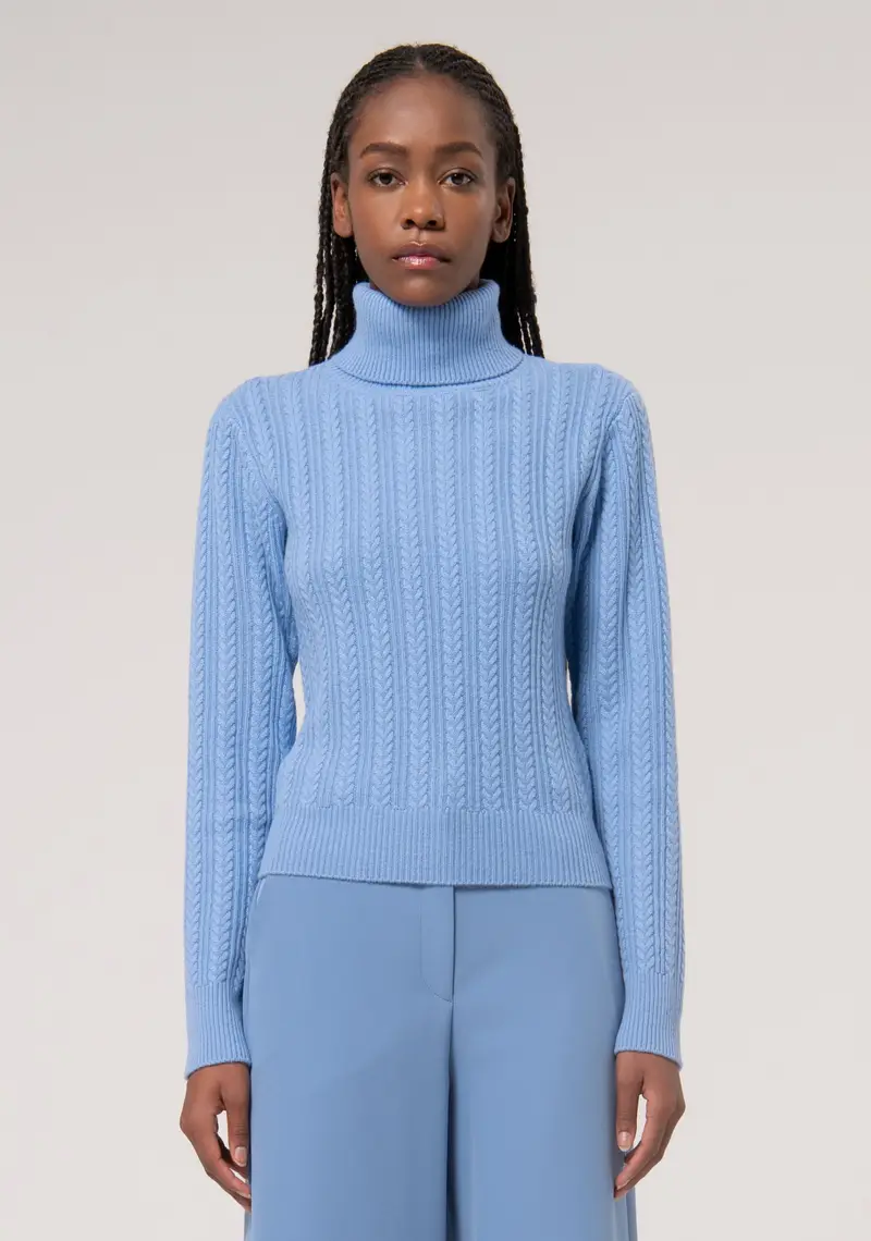 Maglia regular in lana e cachemire con punto treccia