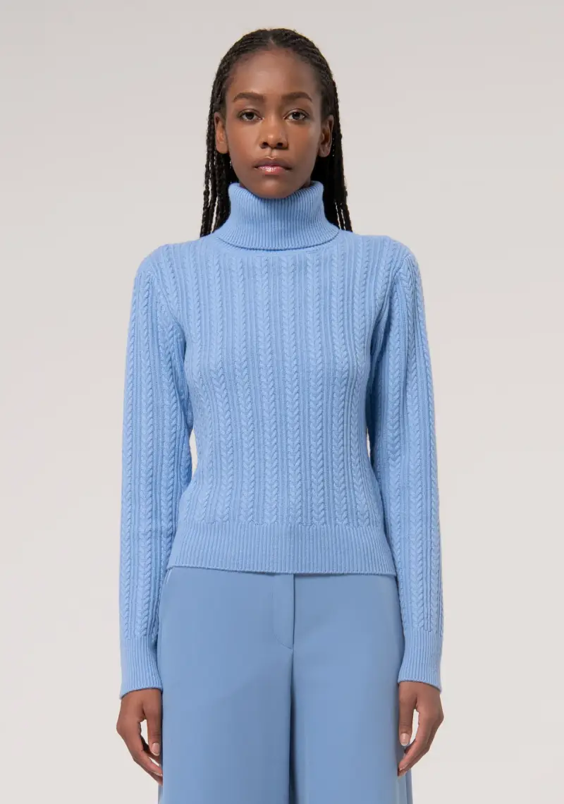 Maglia regular in lana e cachemire con punto treccia