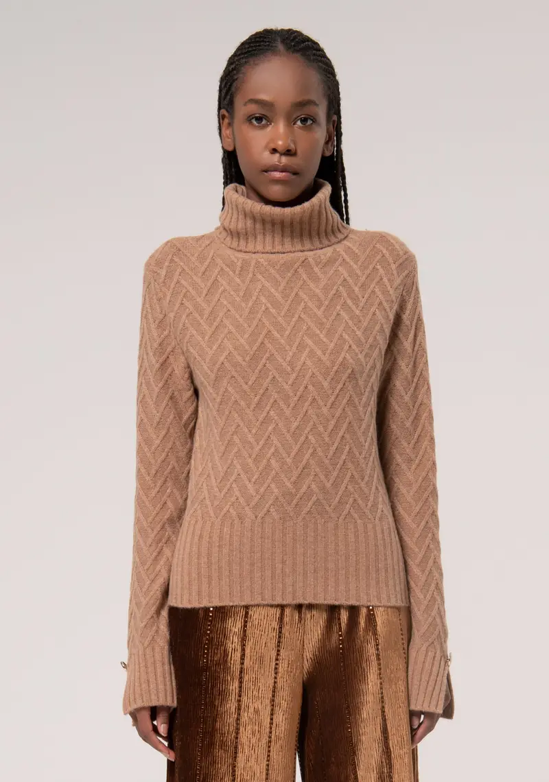 Maglia regular in lana e cachemire con punto zig-zag