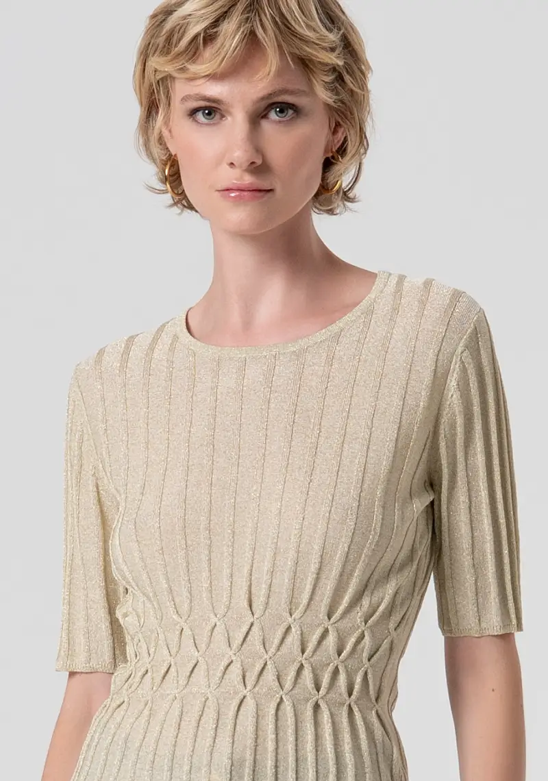 Maglia slim a costine con lurex miniatura 2