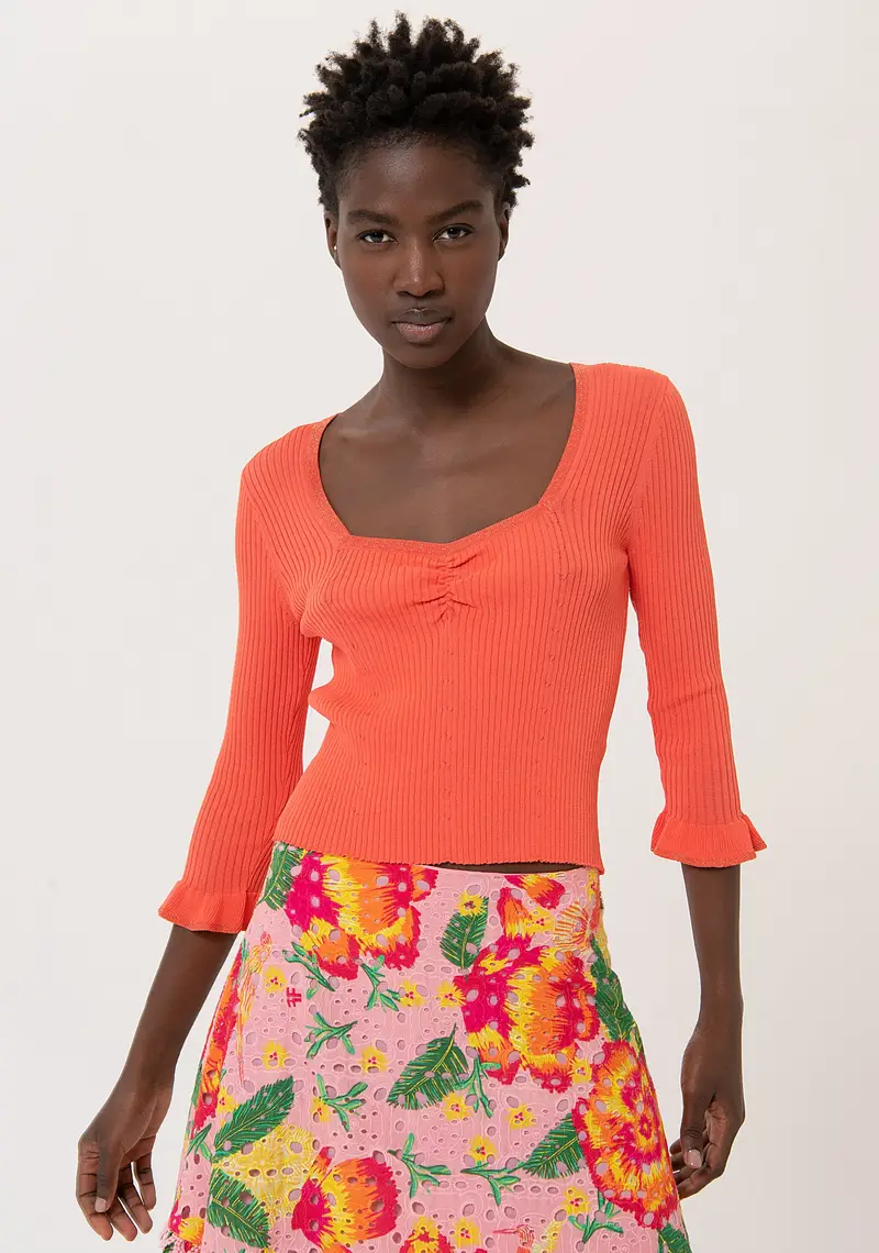 Maglia slim a costine