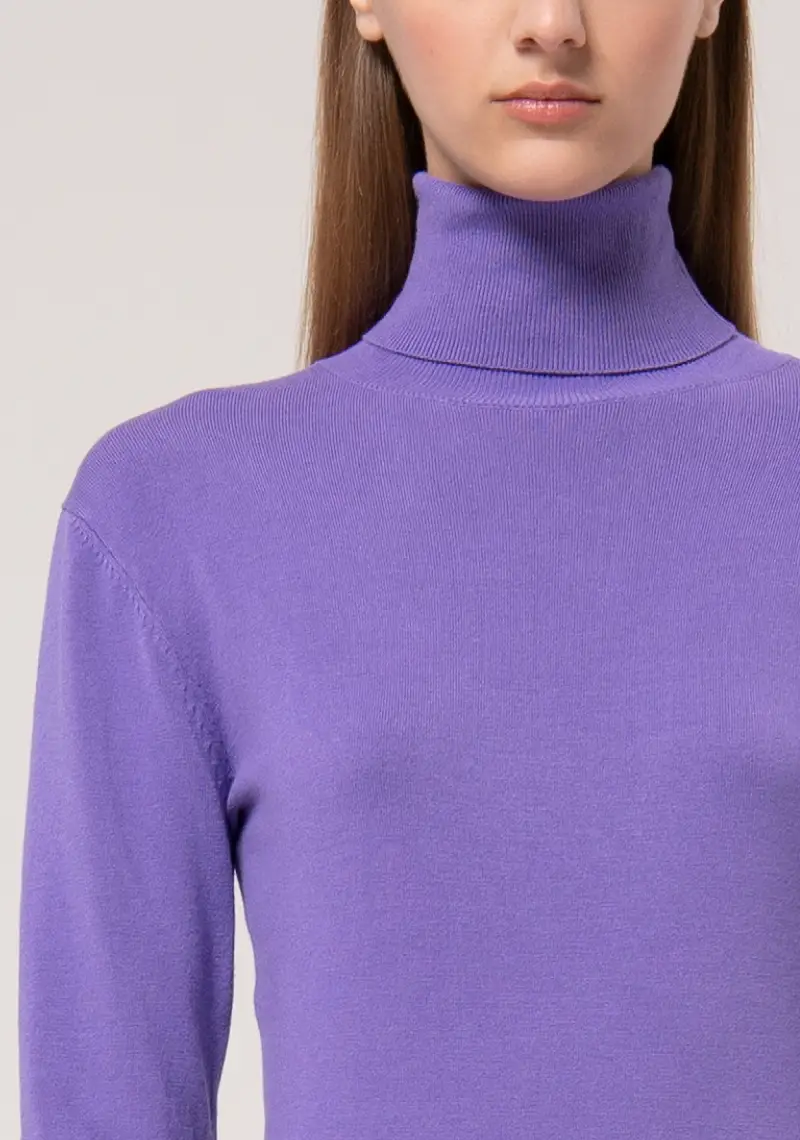 Maglia slim basica con collo alto miniatura 2