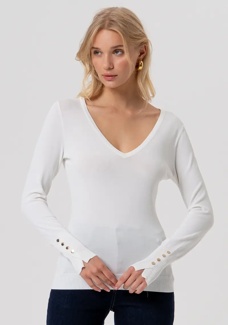 Maglia slim con scollo a V