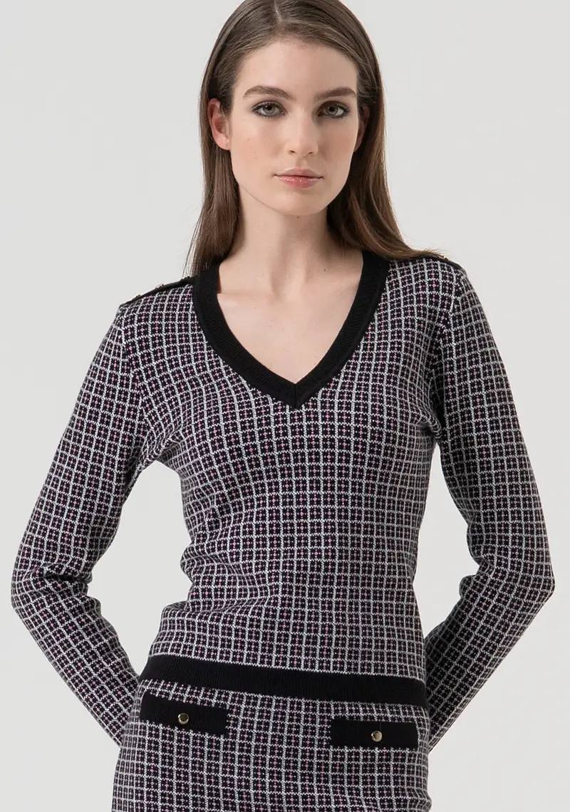 Maglia slim in jacquard geometrico