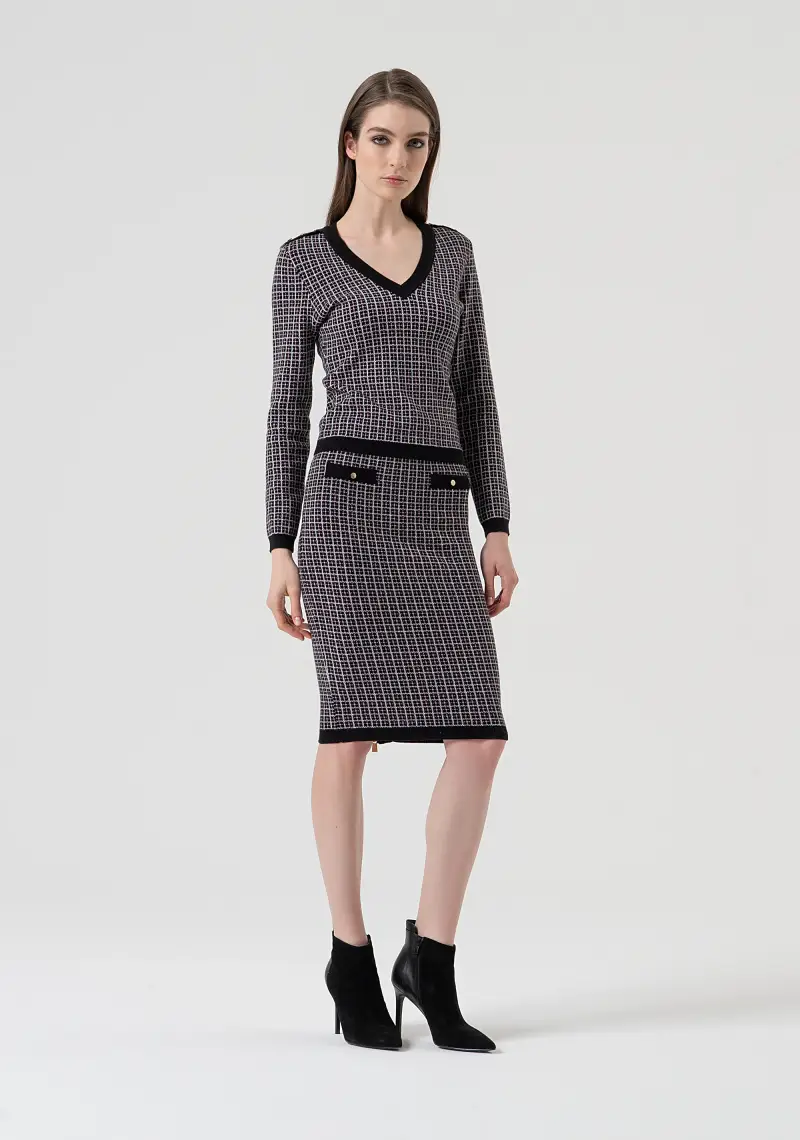 Maglia slim in jacquard geometrico miniatura 2