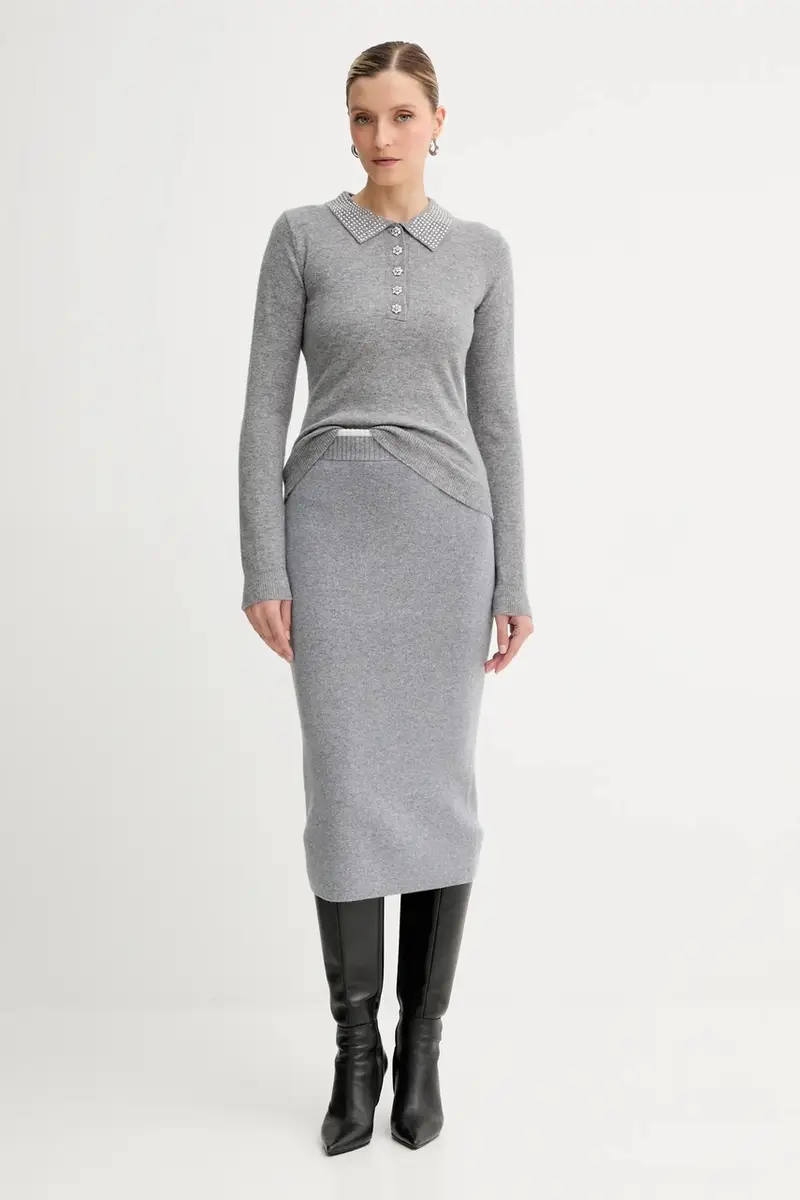 maglione in lana donna colore grigio FR25WT7005K53201 miniatura 2