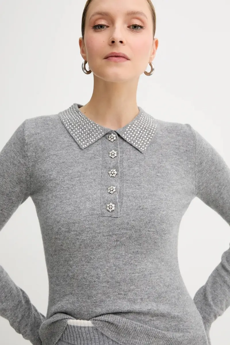 maglione in lana donna colore grigio FR25WT7005K53201 miniatura 4