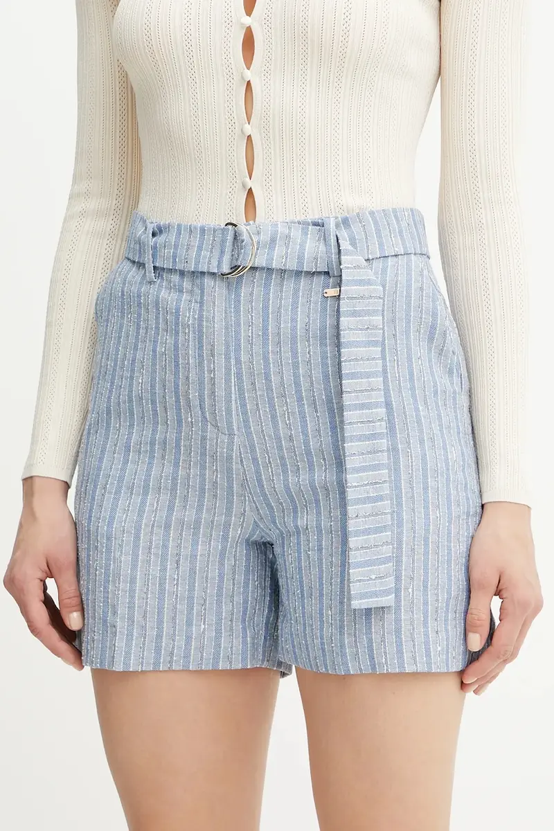 pantaloncini in lino misto colore blu FS25SV6004W402Q6