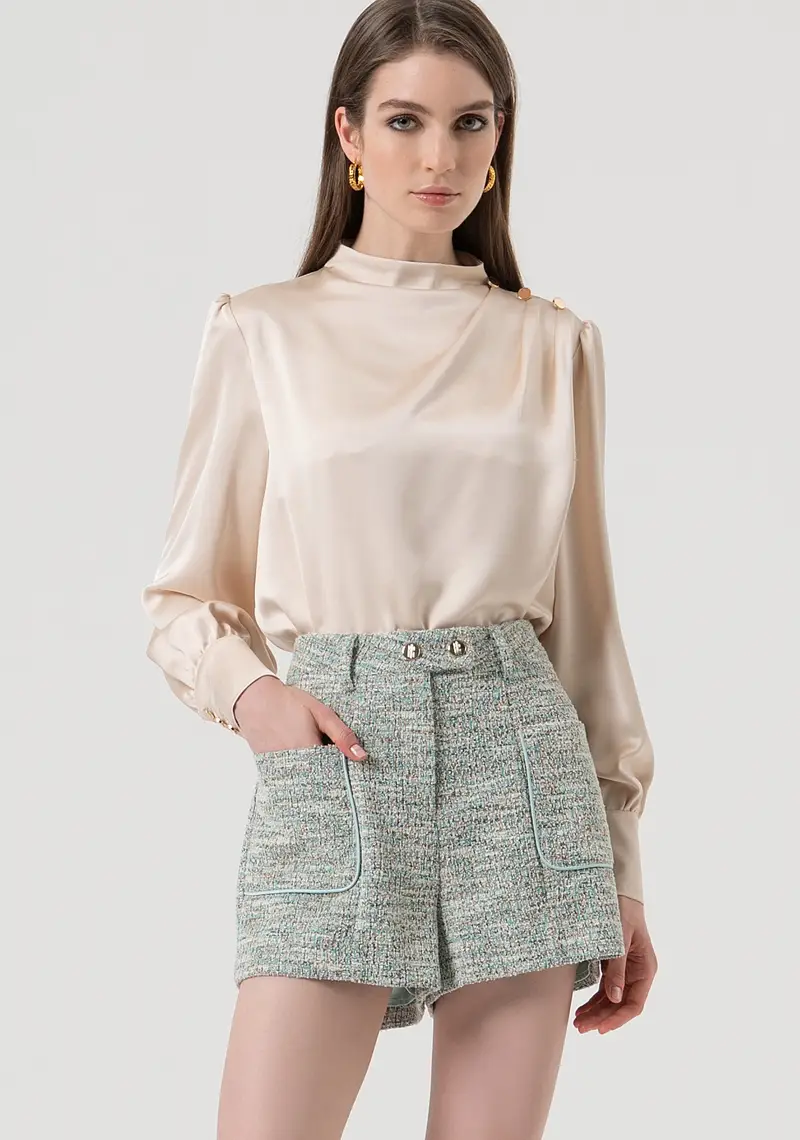 Pantaloncini regular in tweed