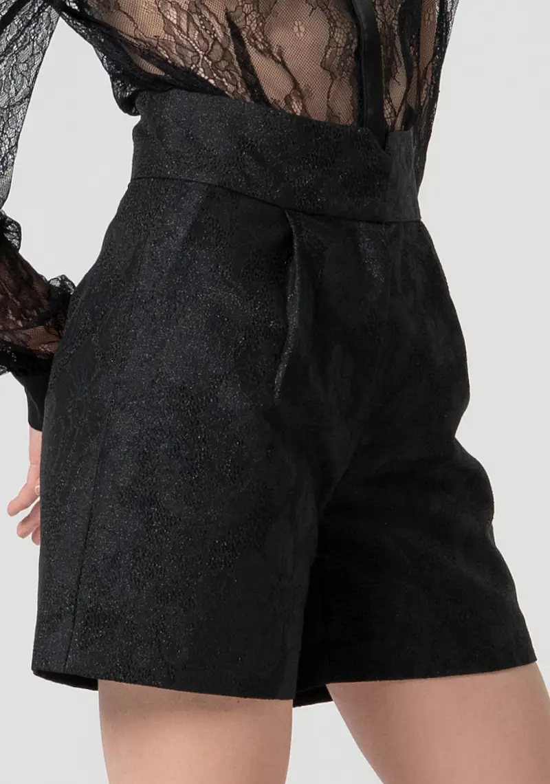 Pantaloncino regular in tessuto glitterato miniatura 2