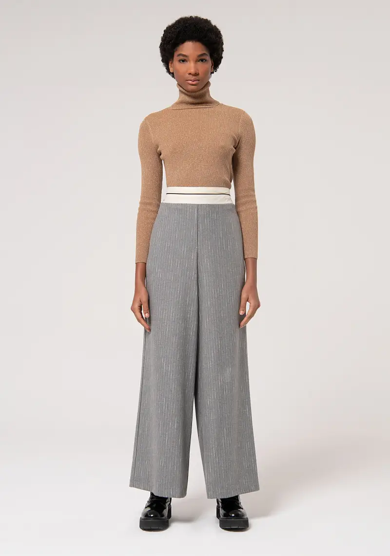 Fracomina Pantalone a palazzo ampio in tessuto gessato