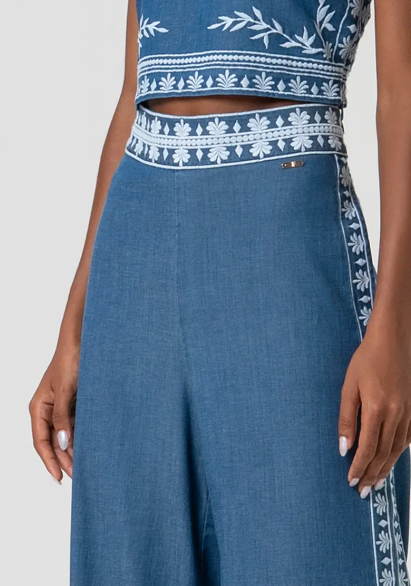 Pantalone a palazzo con ricami decorativi miniatura 2