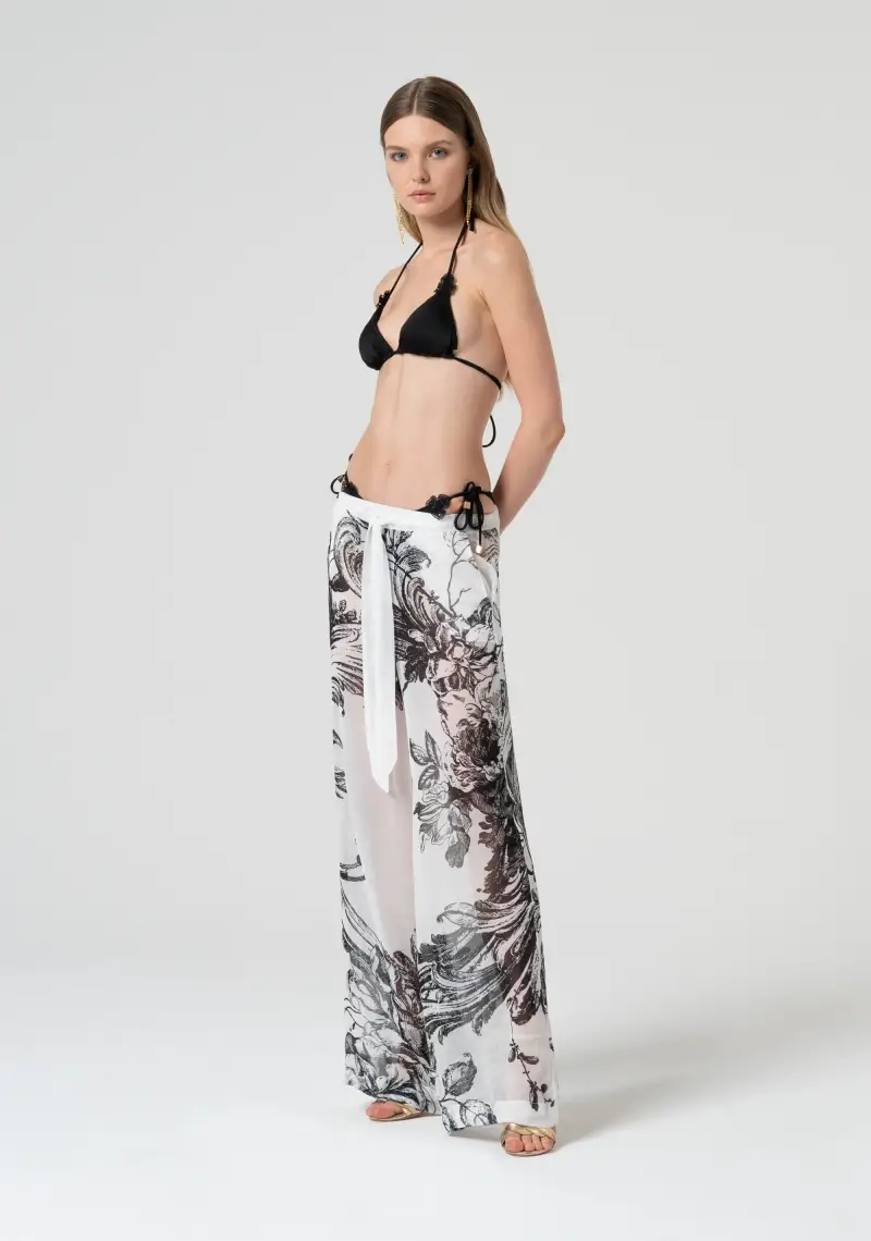 Pantalone a palazzo con stampa floreale miniatura 2