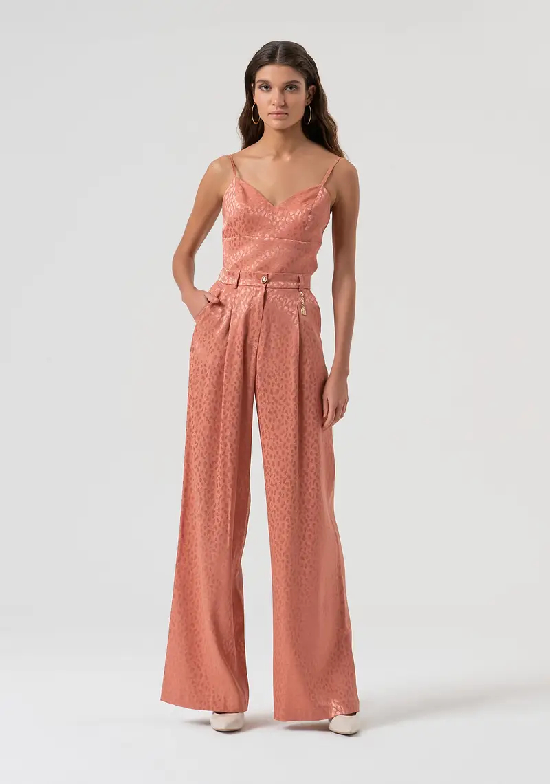 Pantalone a palazzo in jacquard animalier