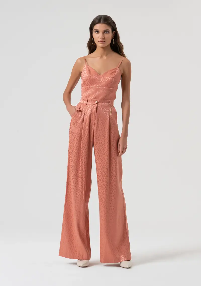 Pantalone a palazzo in jacquard animalier