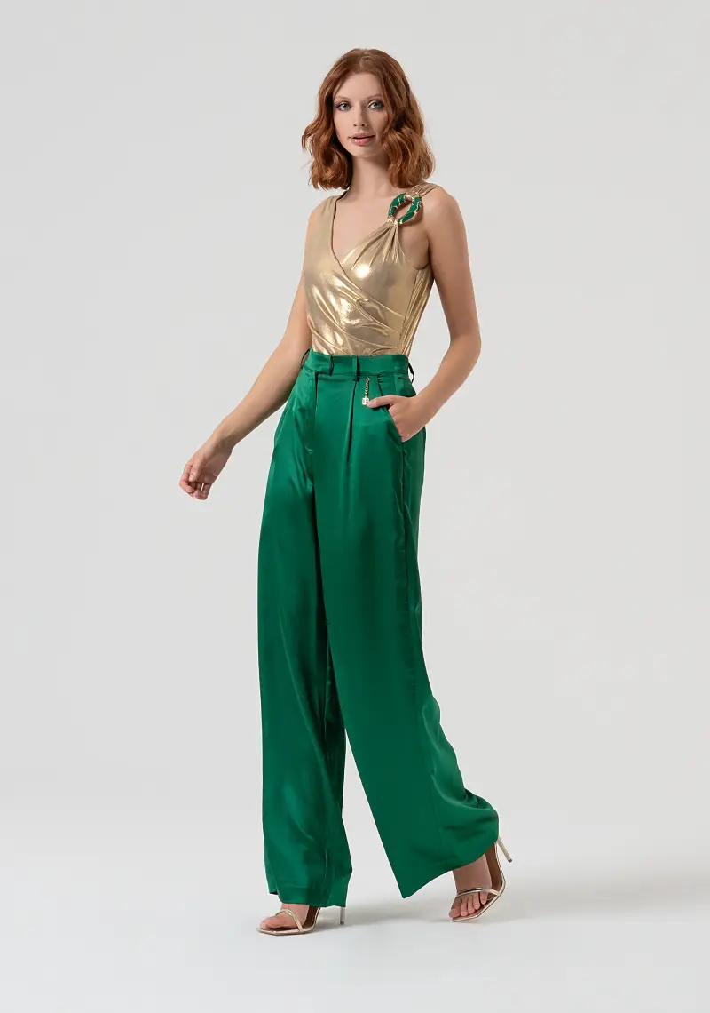 Pantalone a palazzo in raso miniatura 2