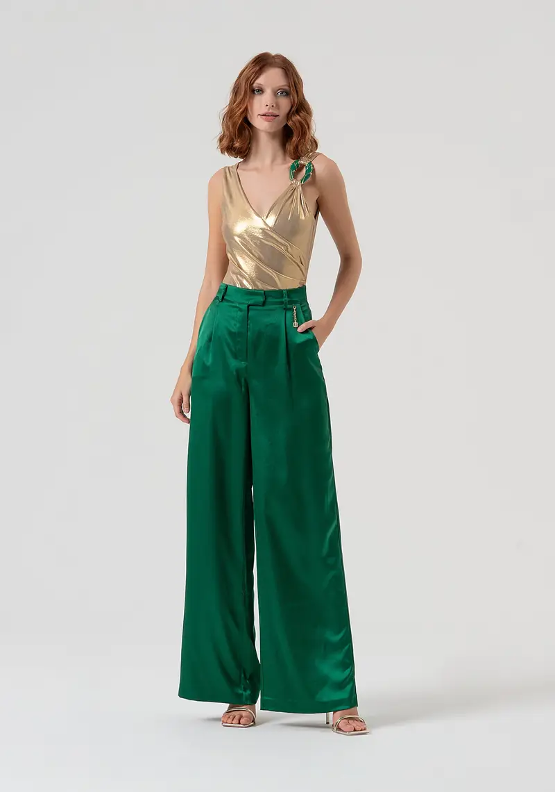 Pantalone a palazzo in raso