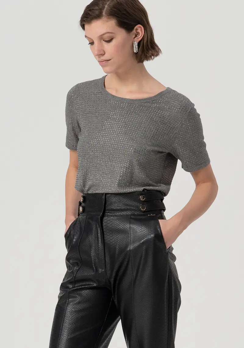 Pantalone a sigaretta con vita alta miniatura 2