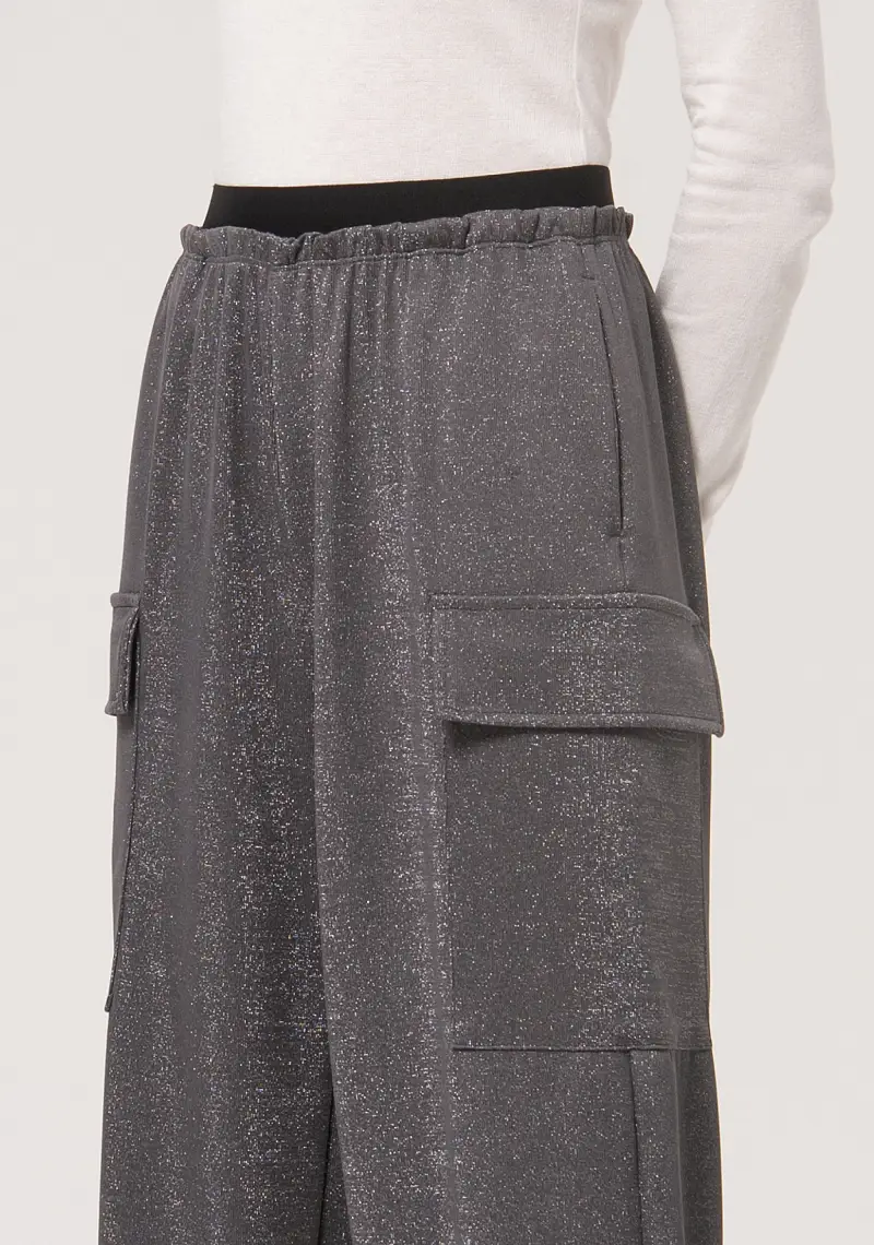 Pantalone ampio in tessuto con effetto metallico miniatura 2