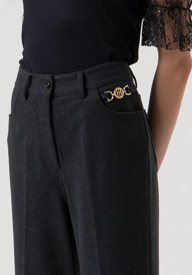 Pantalone bootcut con vita alta miniatura 2