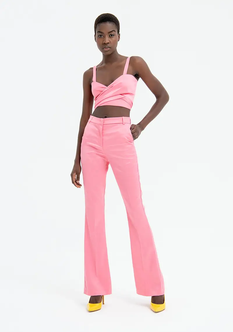 Pantalone bootcut in raso