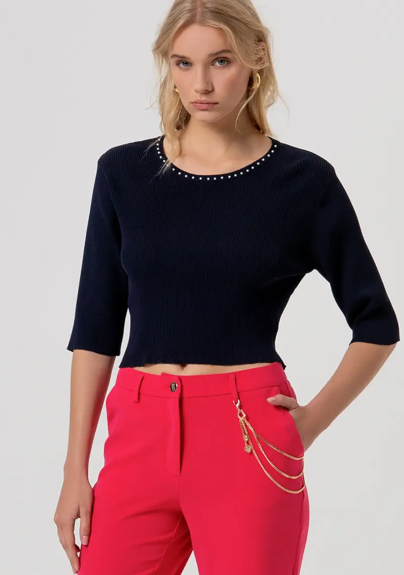 Pantalone bootcut modello chino miniatura 2