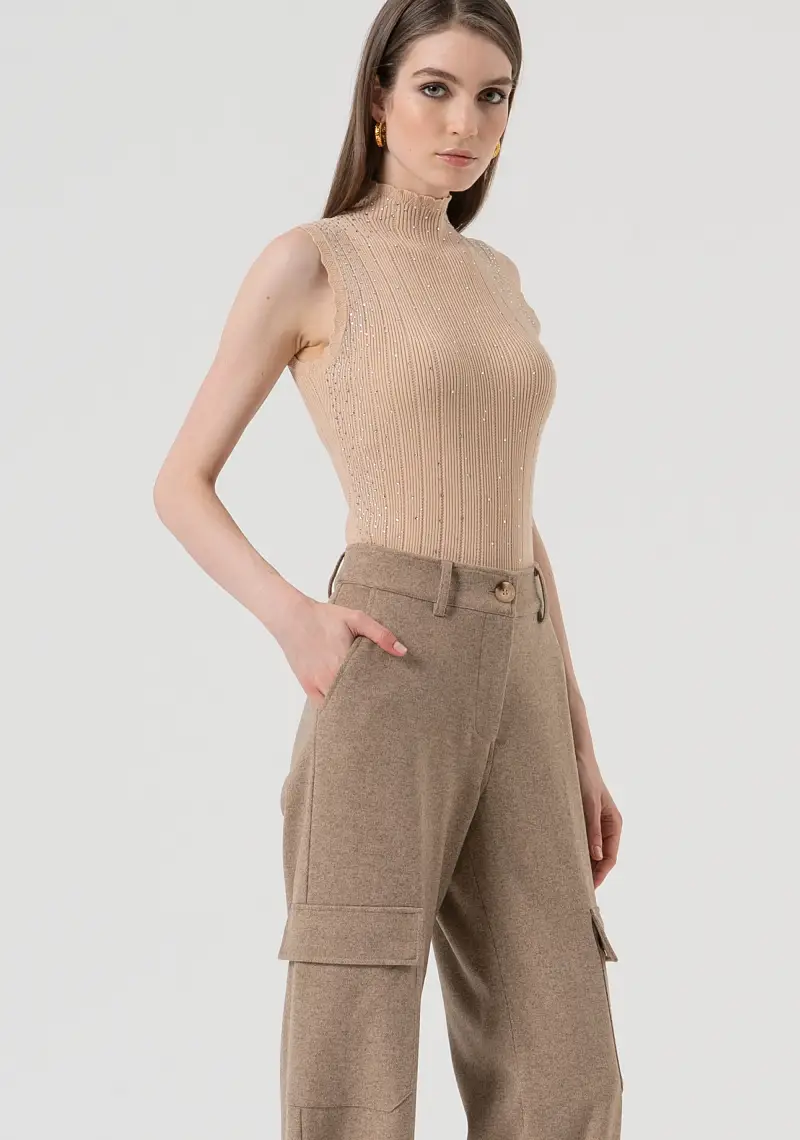 Pantalone cargo con vita alta miniatura 2