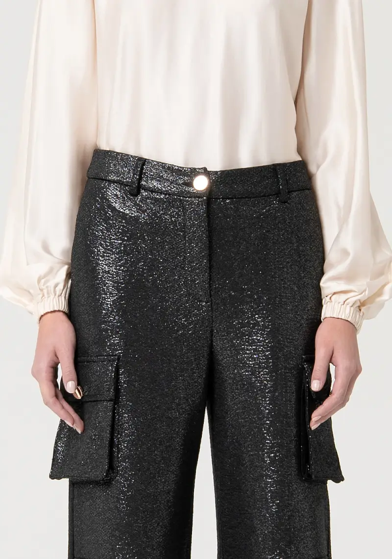 Pantalone cargo in tessuto glitterato miniatura 2