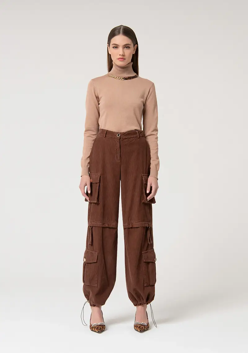 Pantalone cargo in velluto a coste