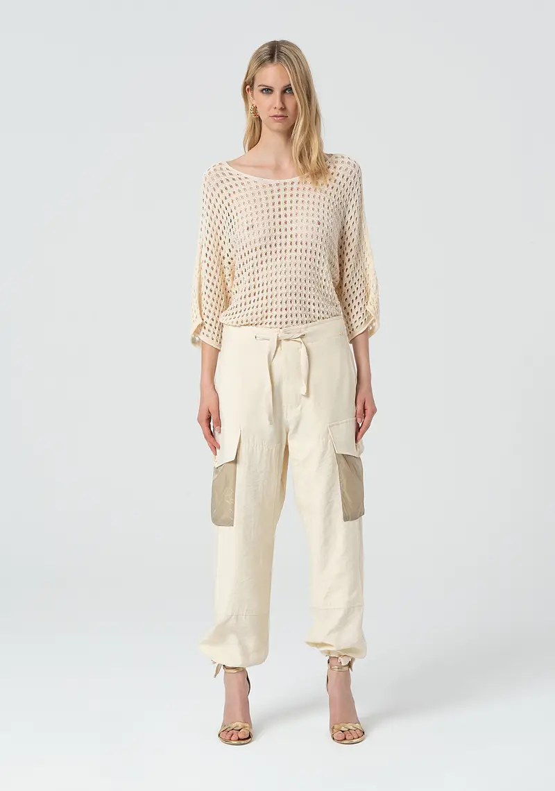 Pantalone cargo in viscosa
