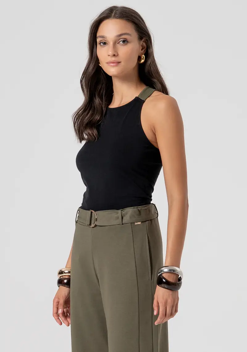 Pantalone carrot balloon fit in felpa con occhielli vela applicati miniatura 2