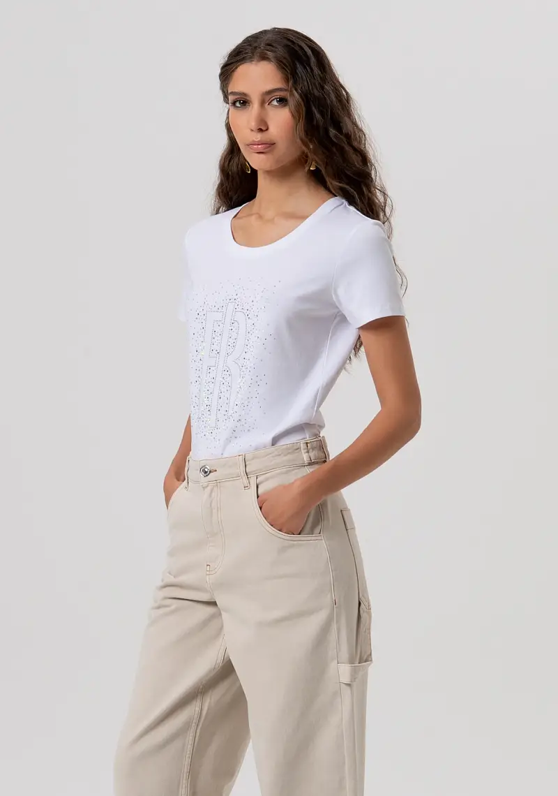 Fracomina Pantalone carrot beige in bull miniatura 2